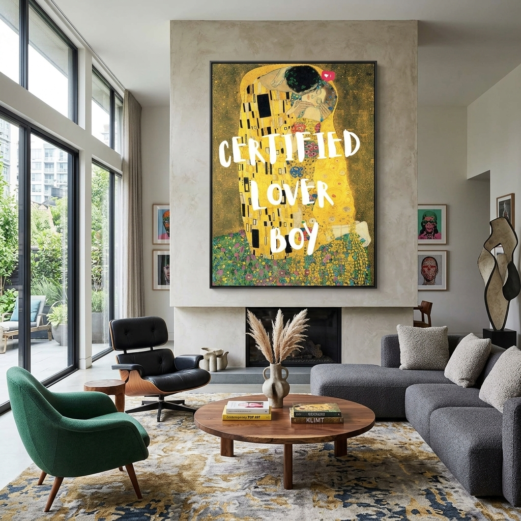Kunstdruck auf Leinwand, Motiv: Der Kuss. Certified Lover Boy