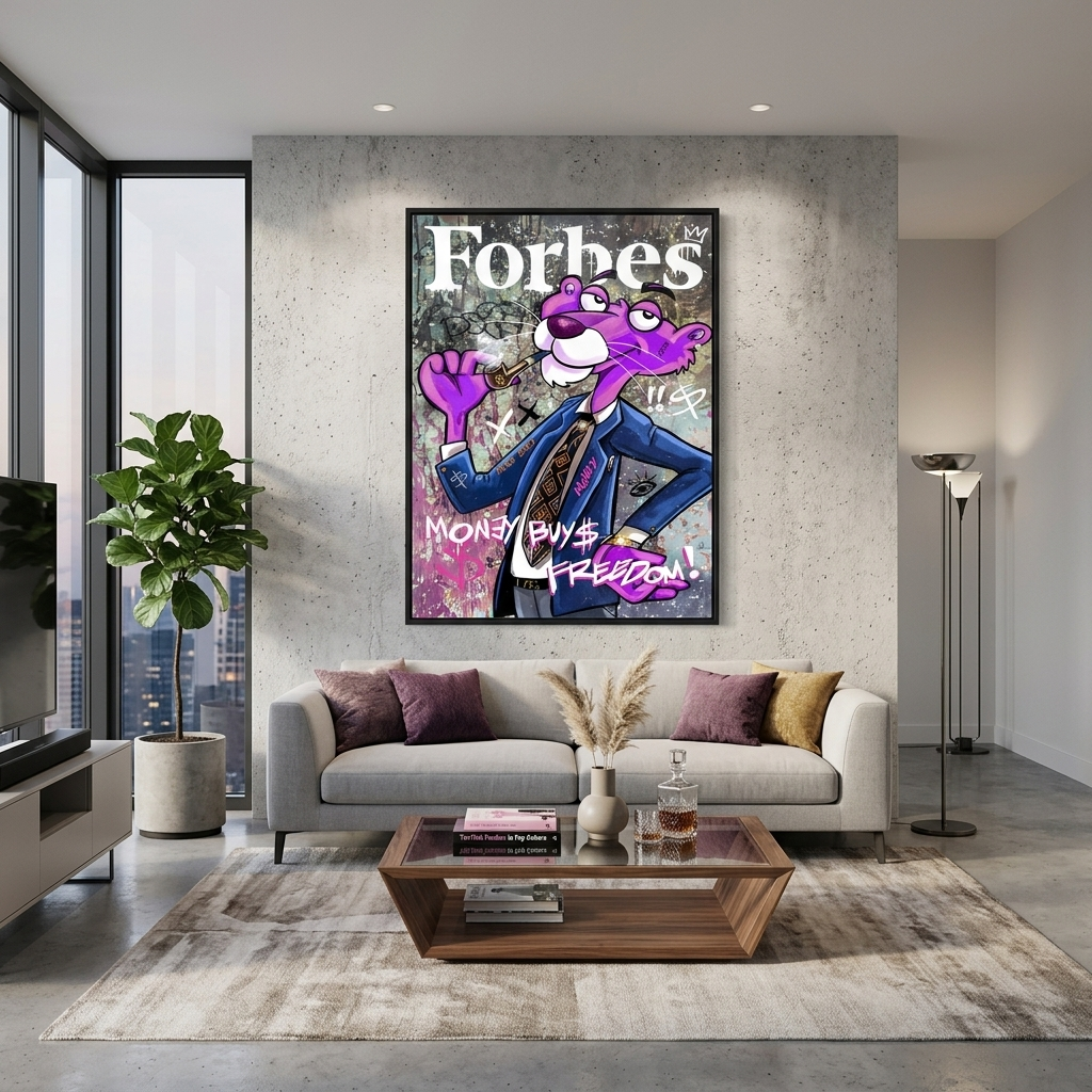 Pink Panther auf dem Cover des Forbes-Leinwand-Kunstdrucks