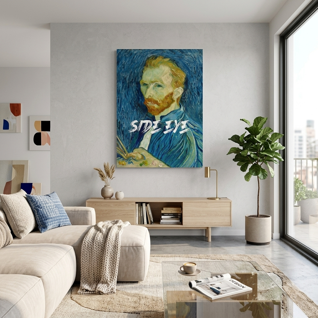 Kunstdruck auf Leinwand, Selbstporträt von Van Gogh. Seitliches Auge