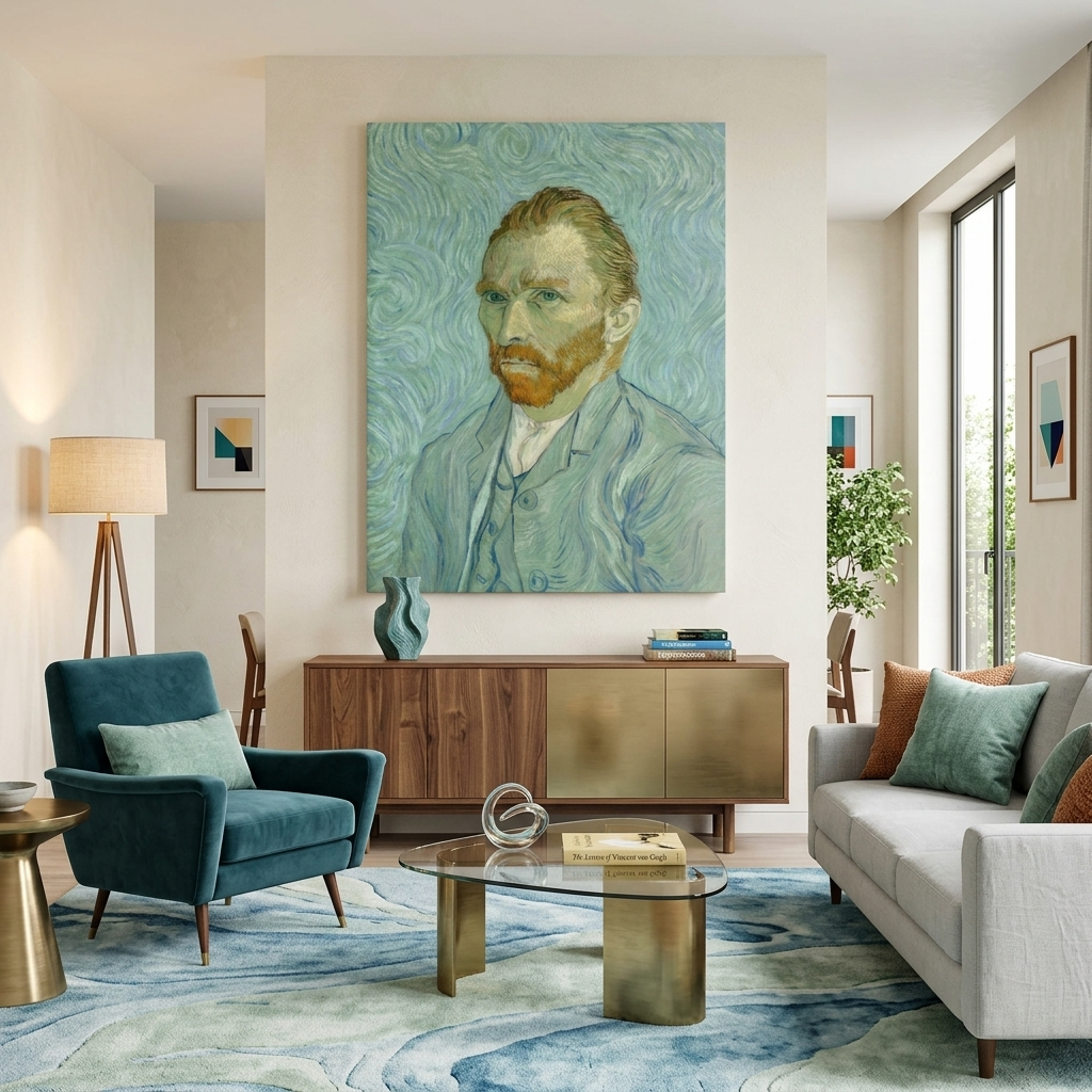 Reproduktion „Selbstporträt 1889“ von Vincent van Gogh, Reproduktion auf Leinwand, Kunstdruck