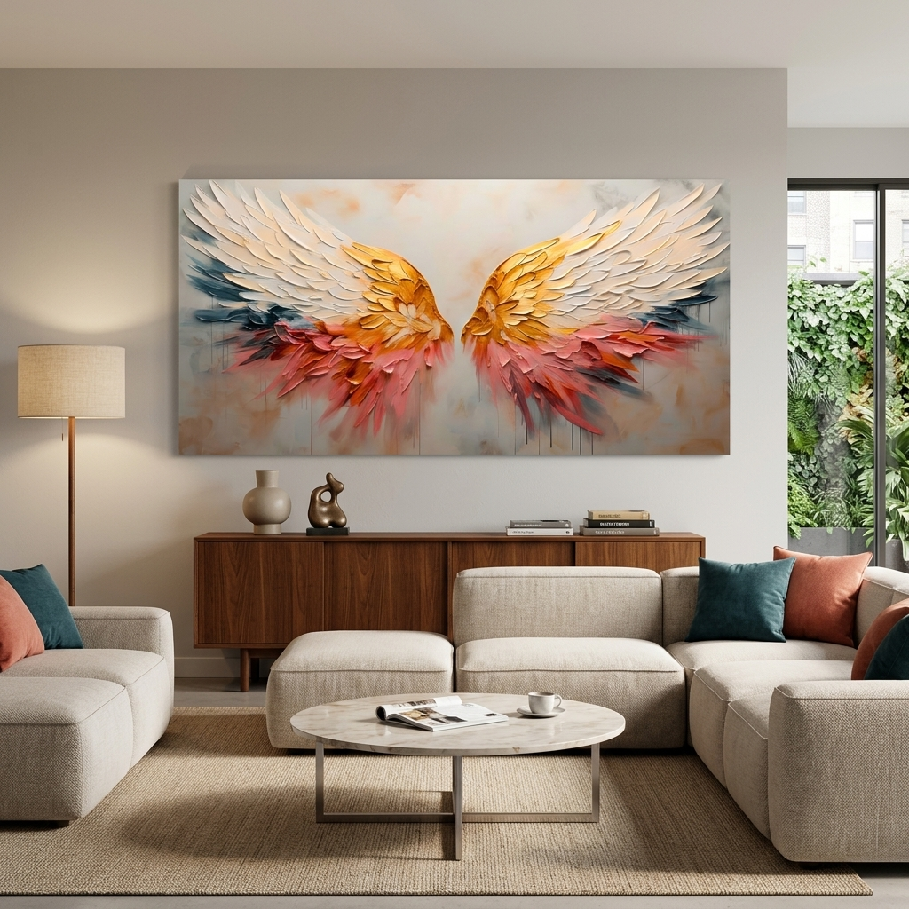 Kunstdruck auf Leinwand, abstrakt, Gelb, Blau und Rot