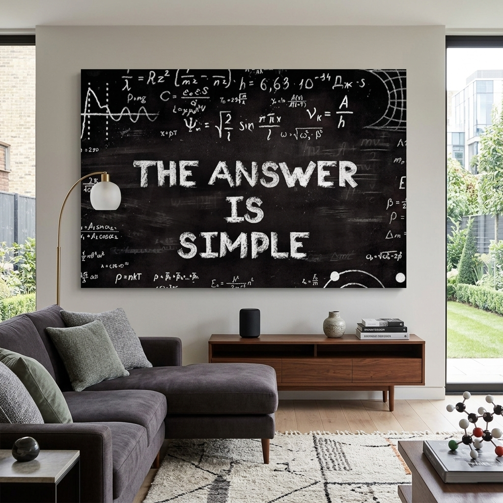 „DIE ANTWORT IST EINFACH“ – motivierender Kunstdruck auf Leinwand.
