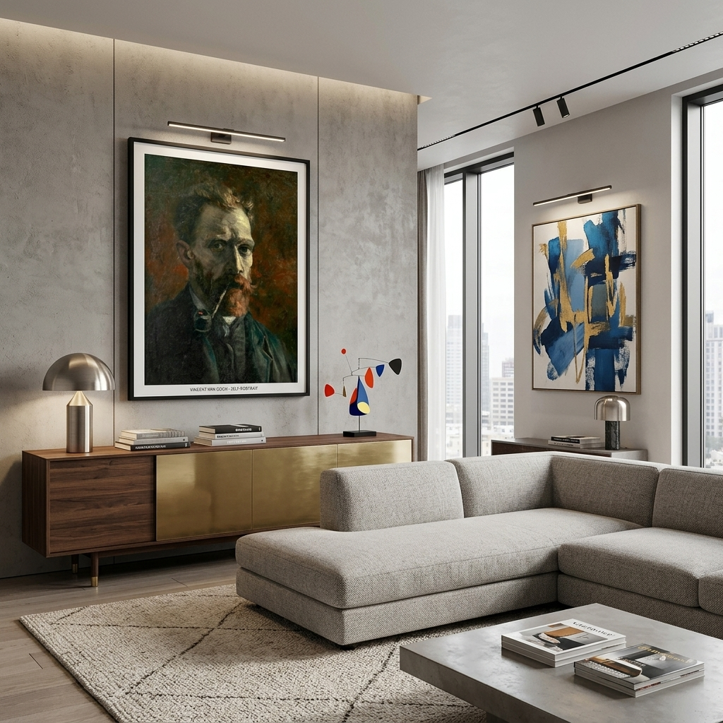 Reproduktion „Selbstporträt mit Pfeife“ von Vincent van Gogh, Reproduktion auf Leinwand, Kunstdruck