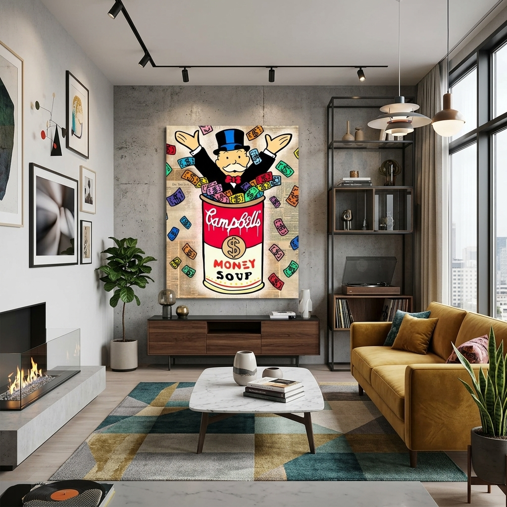 Monopoly Money soup Canvas Wall Art Print