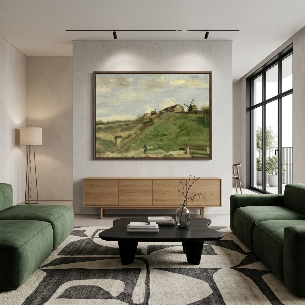 Reproduktion von Montmartre Hill mit Steinbruch, Vincent van Gogh, Reproduktion auf Leinwand, Wand-Kunstdruck
