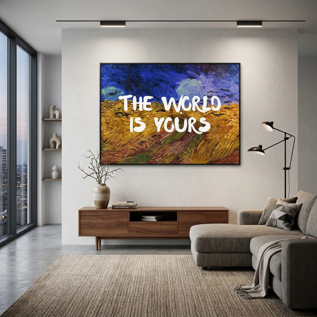 Kunstdruck auf Leinwand, Sternennacht, Van Gogh. Die Welt gehört dir