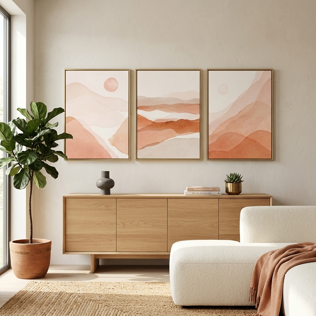 Modularer Kunstdruck auf Leinwand, mehrere Teile, Beigetöne