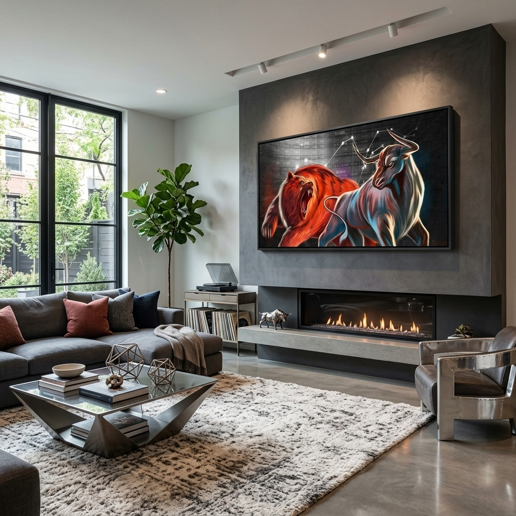 Um den Wall Street Bär und Bulle zu motivieren, motivierender Leinwand-Kunstdruck