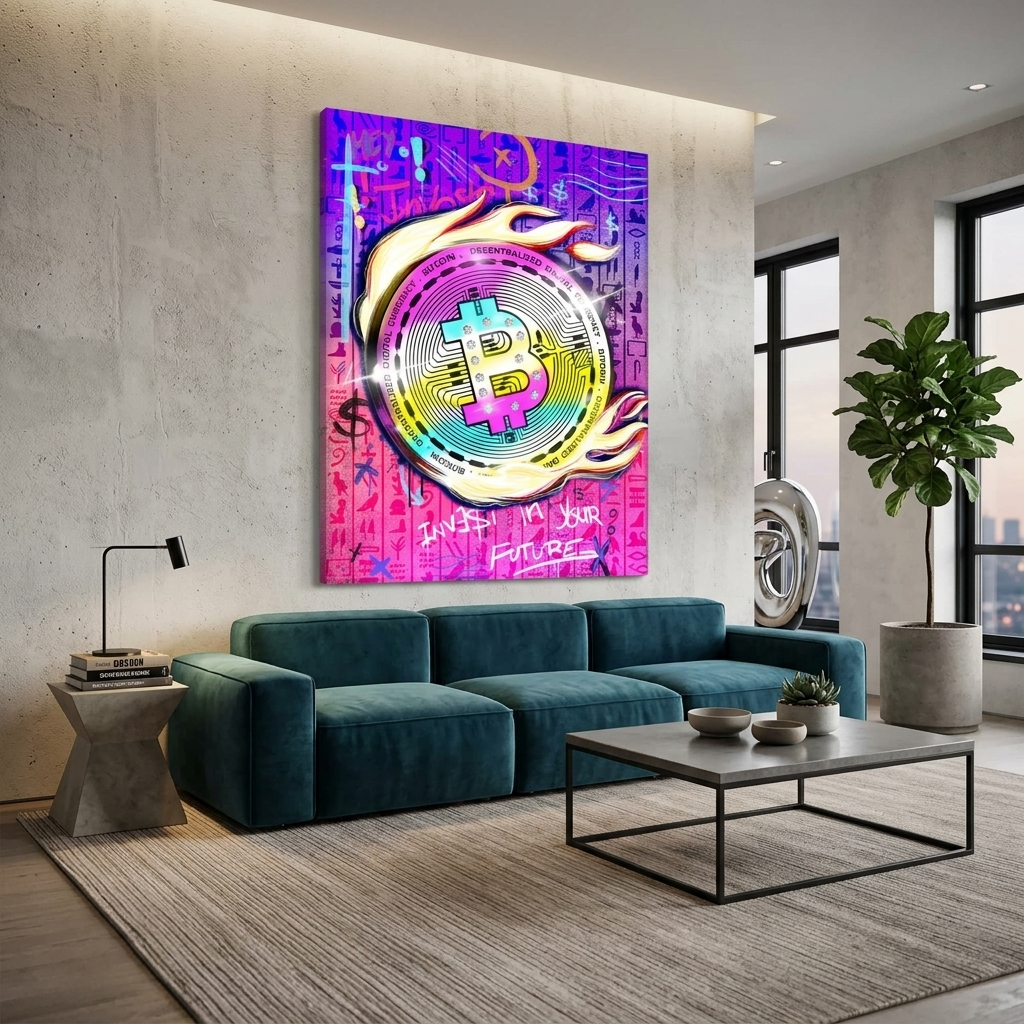 Bitcoin Investieren Sie in Ihre Zukunft Motivierender Leinwand-Kunstdruck