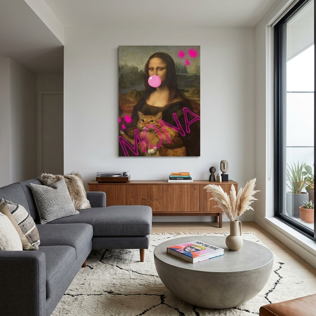 Leinwandbild Mona mit roter Katze