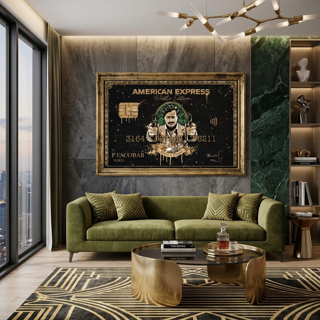 American Express – Motivierender Kunstdruck auf Leinwand mit Pablo Escobar