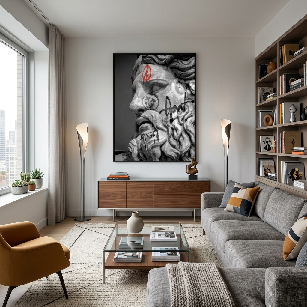 Kunstdruck auf Leinwand mit Zeus-Statue für Zuhause
