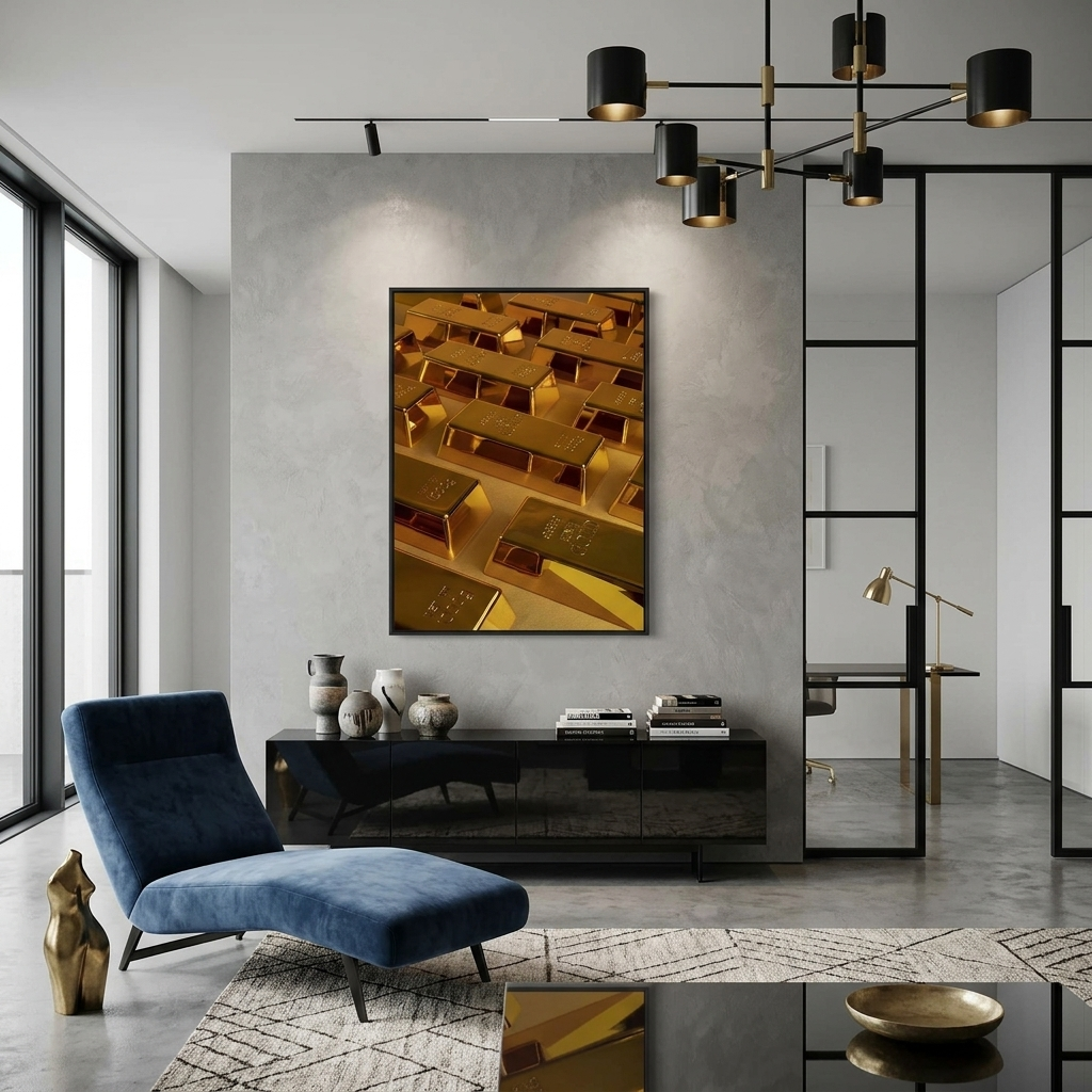 Goldbarren Motivierender Leinwand-Kunstdruck