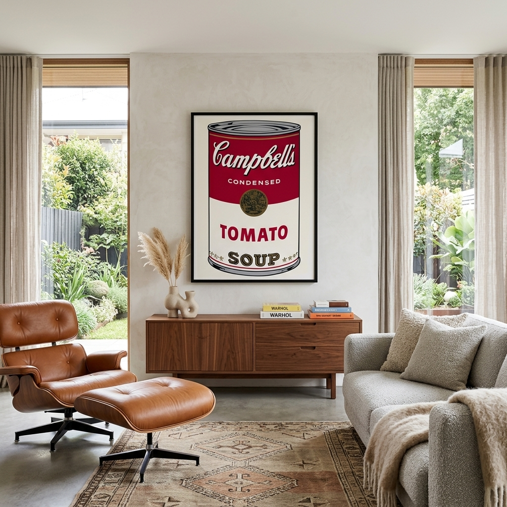 Reproduktion einer Dose Tomatensuppe, Reproduktion, Kunstdruck auf Leinwand, Wandbild