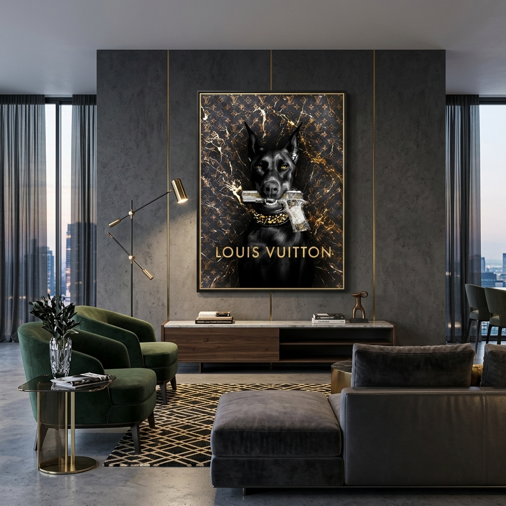 Dobermann Louis Vuitton Leinwand-Kunstdruck