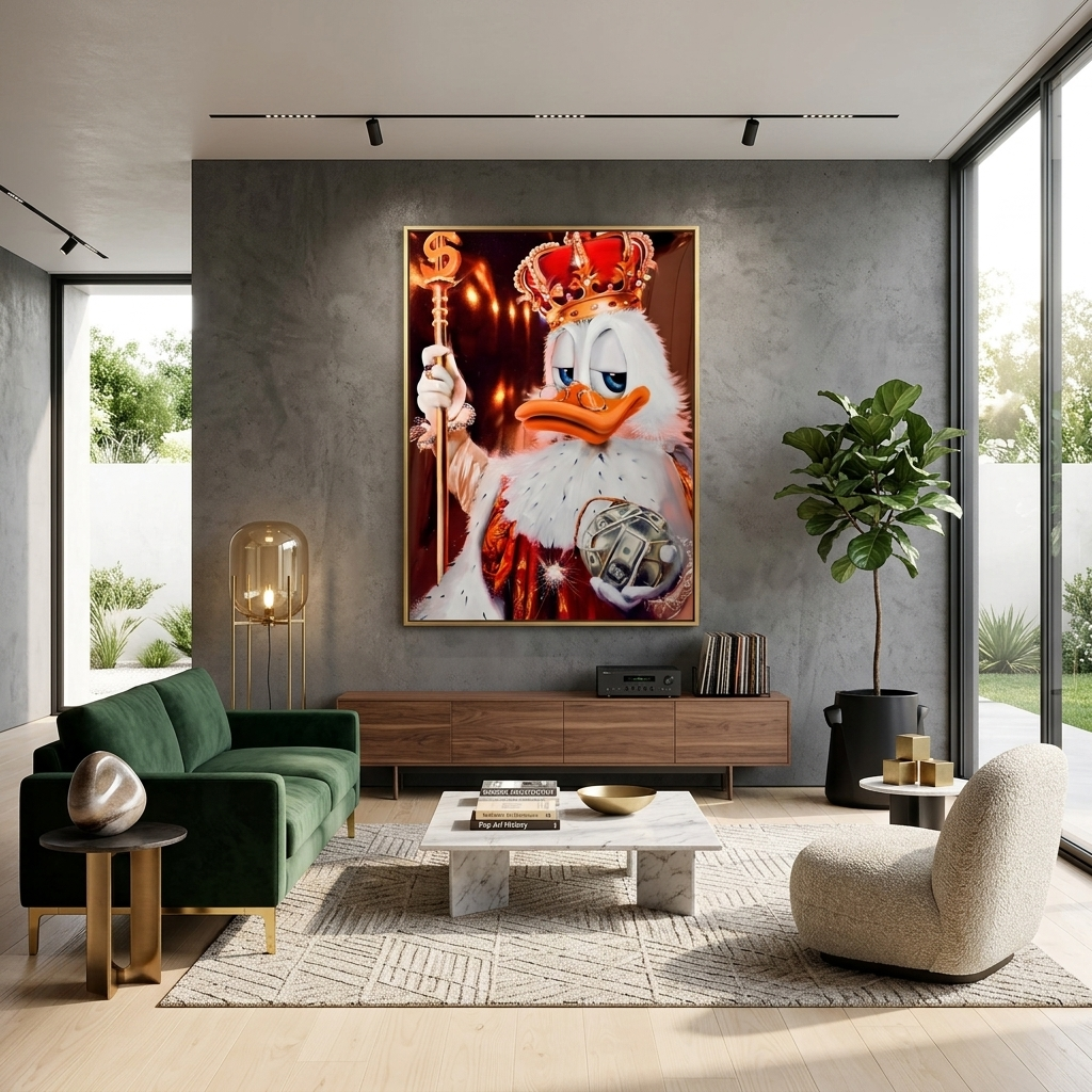 Dagobert Duck, der König der Dollarbombe, Ballon, inspirierender Kunstdruck auf Leinwand