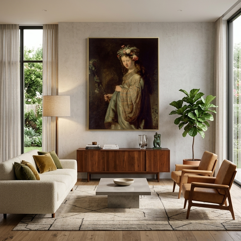 Reproduktion „Saskia als Flora“ von Rembrandt, Reproduktion auf Leinwand, Kunstdruck