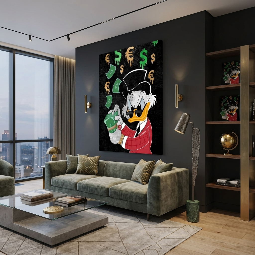 Scrooge Geld Inspirierender Leinwand-Kunstdruck
