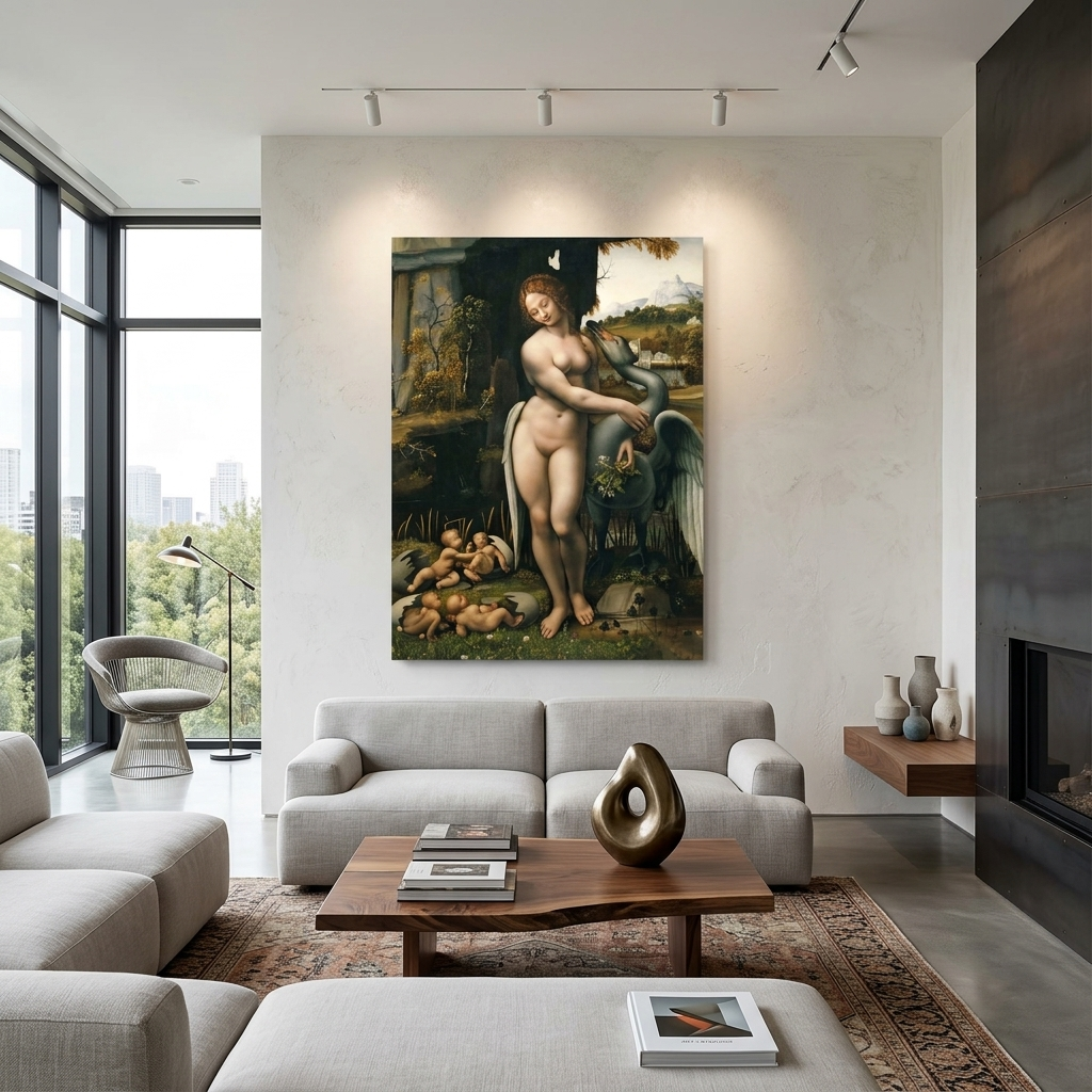 Leinwandbild „Leda und der Vogel“