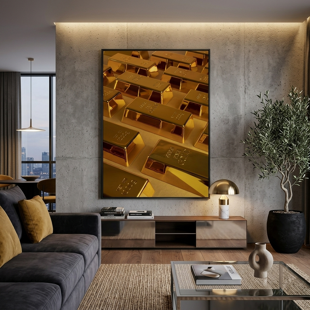Goldbarren Motivierender Leinwand-Kunstdruck