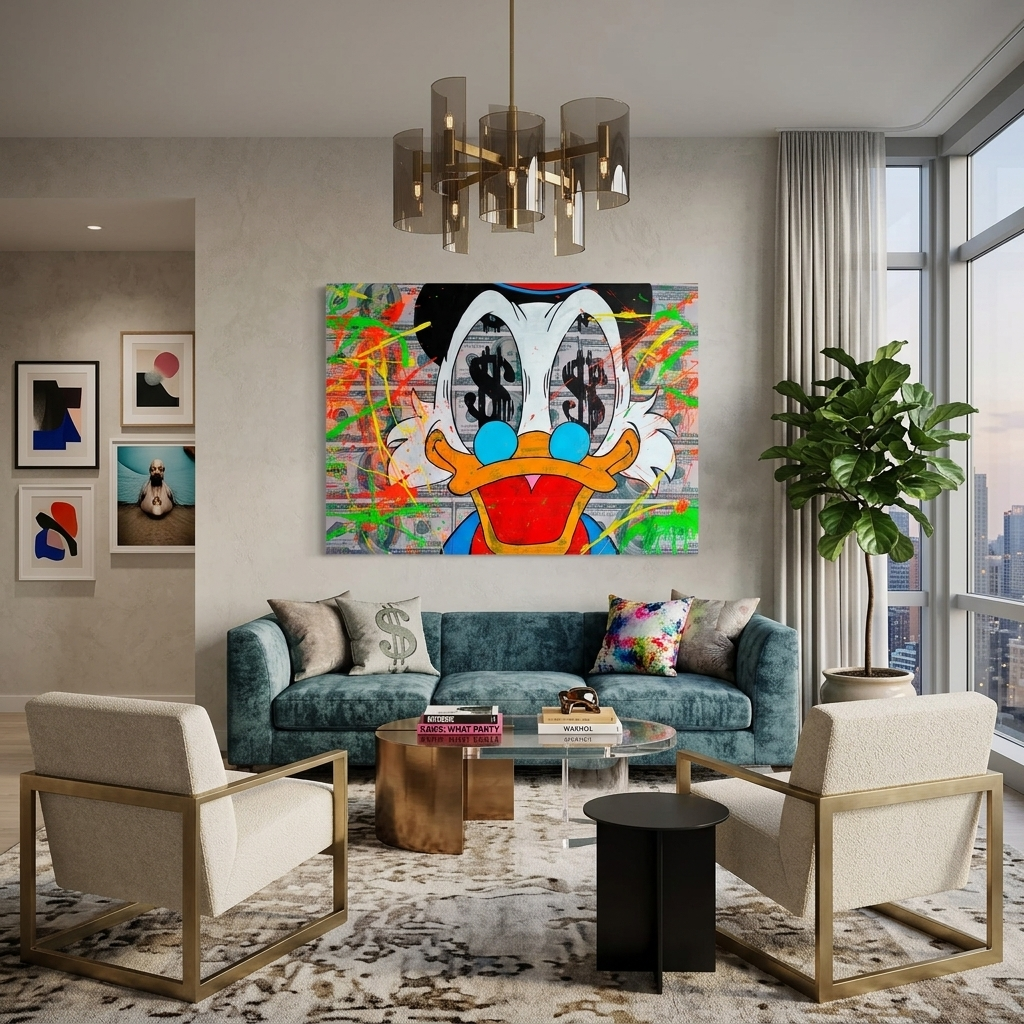 Scrooge Dollars und Farbe inspirierende Leinwand Wand Kunstdruck