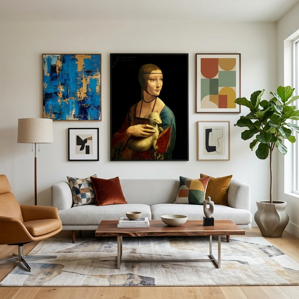 Reproduktion von Leonardo da Vincis „Die Dame mit dem Hermelin“, Reproduktion auf Leinwand, Wand-Kunstdruck