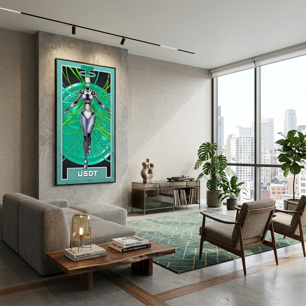 Money Crypto Warrior Robot Tether USDT Inspirational Canvas Wall Art Print