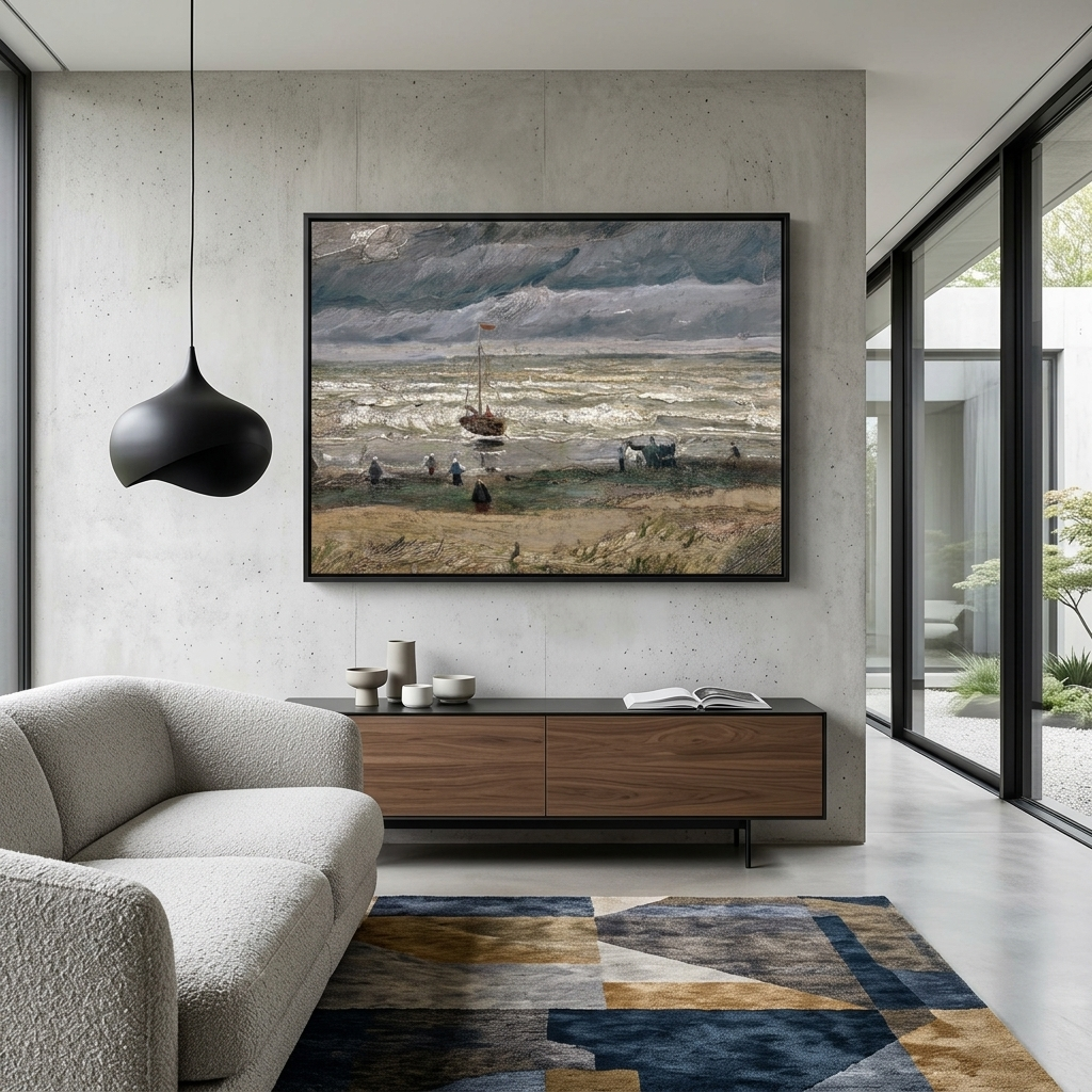 Reproduktion, Meerblick vor Scheveningen, Reproduktion, Kunstdruck auf Leinwand