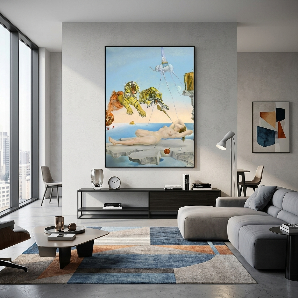 Reproduktion: Ein durch den Flug einer Biene ausgelöster Traum, Salvador Dali, Reproduktion, Kunstdruck auf Leinwand