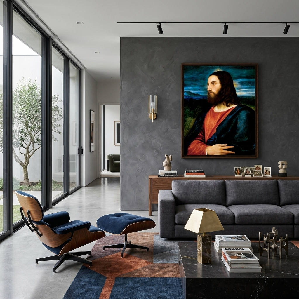 Reproduktion von Christus dem Erlöser, Tizian, Reproduktion auf Leinwand, Kunstdruck