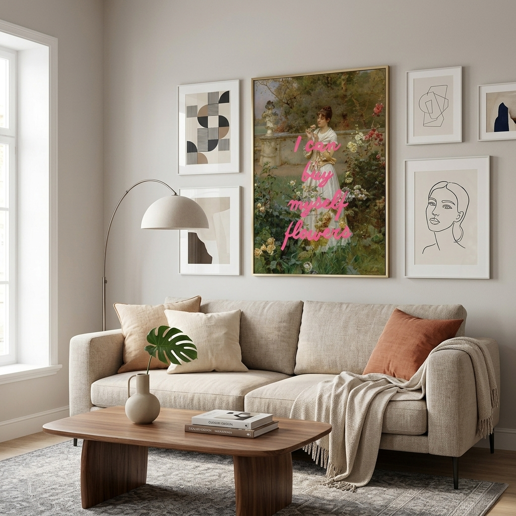 Kunstdruck auf Leinwand, Rose aller Rosen. Ich werde mir Blumen kaufen