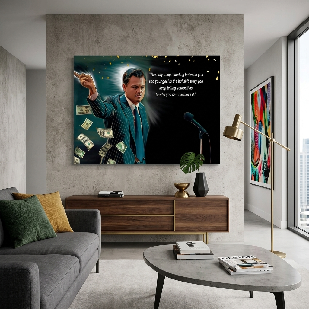 Leonardo DiCaprio and a motivational inscription Motivational Canvas Wall Art Print