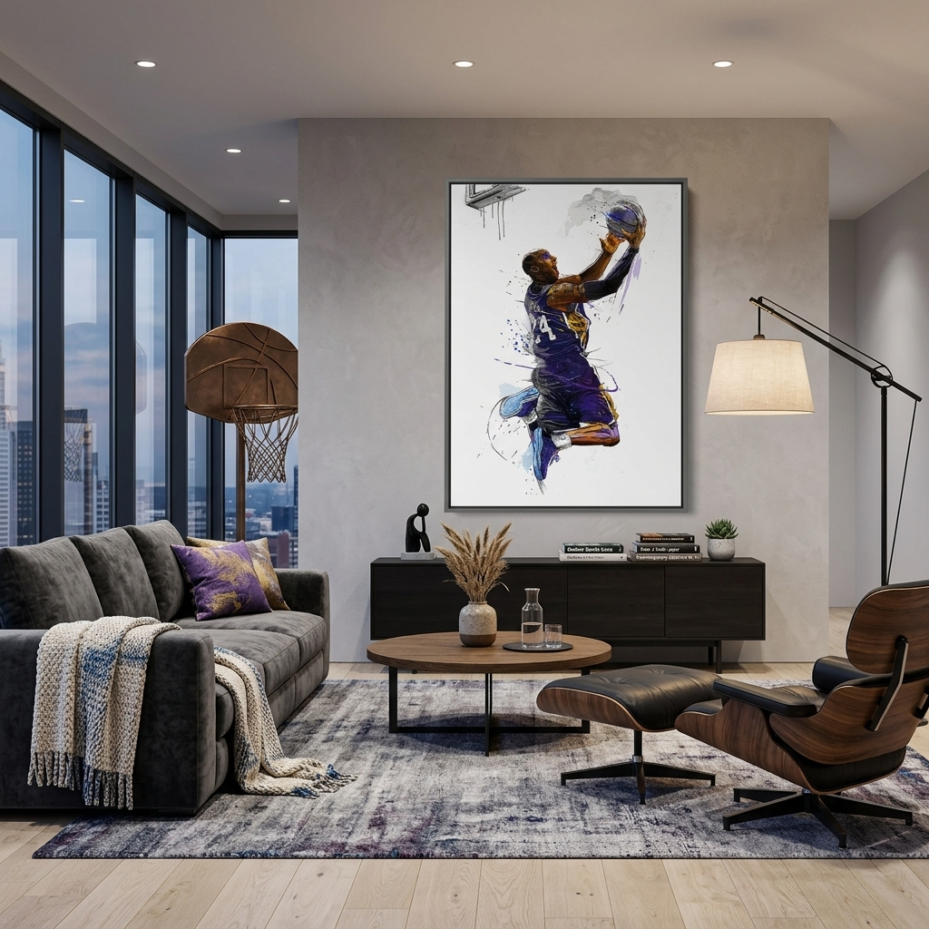 Kunstdruck auf Leinwand, Basketballspieler Kobe Bryant von den Los Angeles Lakers
