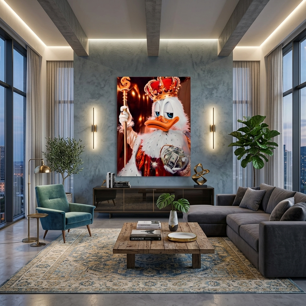 Dagobert Duck, der König der Dollarbombe, Ballon, inspirierender Kunstdruck auf Leinwand