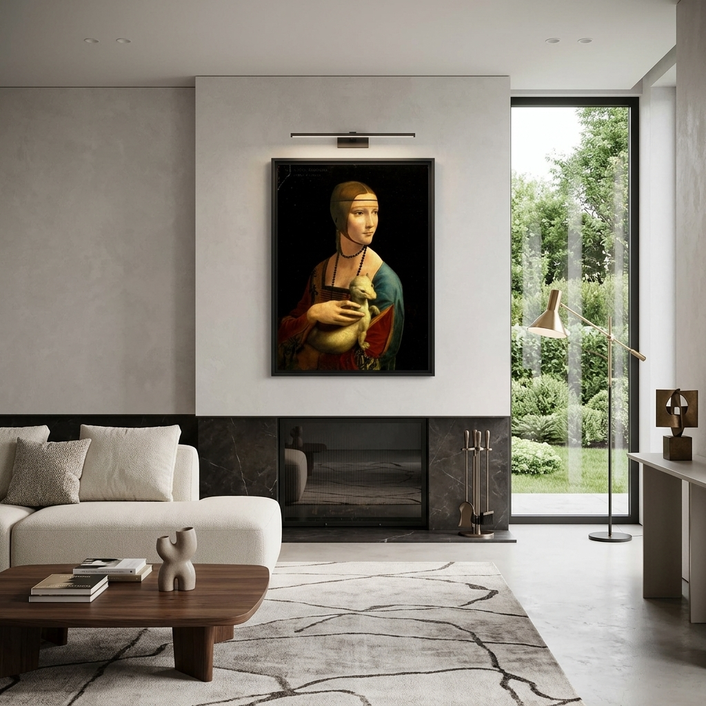 Reproduktion von Leonardo da Vincis „Die Dame mit dem Hermelin“, Reproduktion auf Leinwand, Wand-Kunstdruck