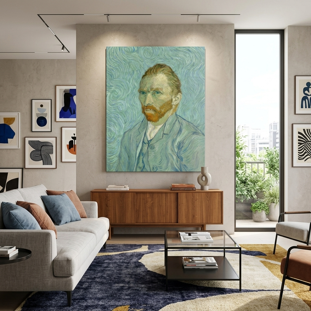 Reproduktion „Selbstporträt 1889“ von Vincent van Gogh, Reproduktion auf Leinwand, Kunstdruck