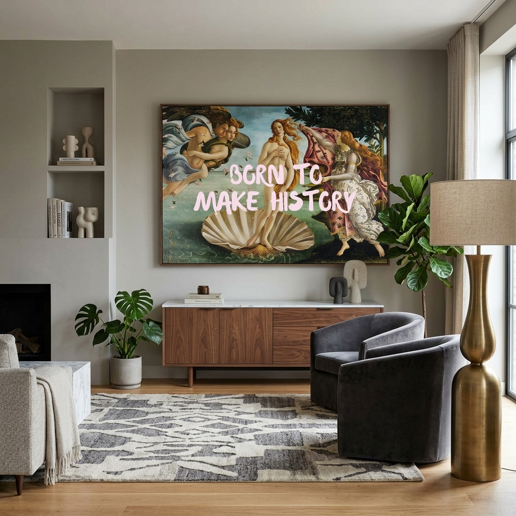 Kunstdruck auf Leinwand, „Born to make history“