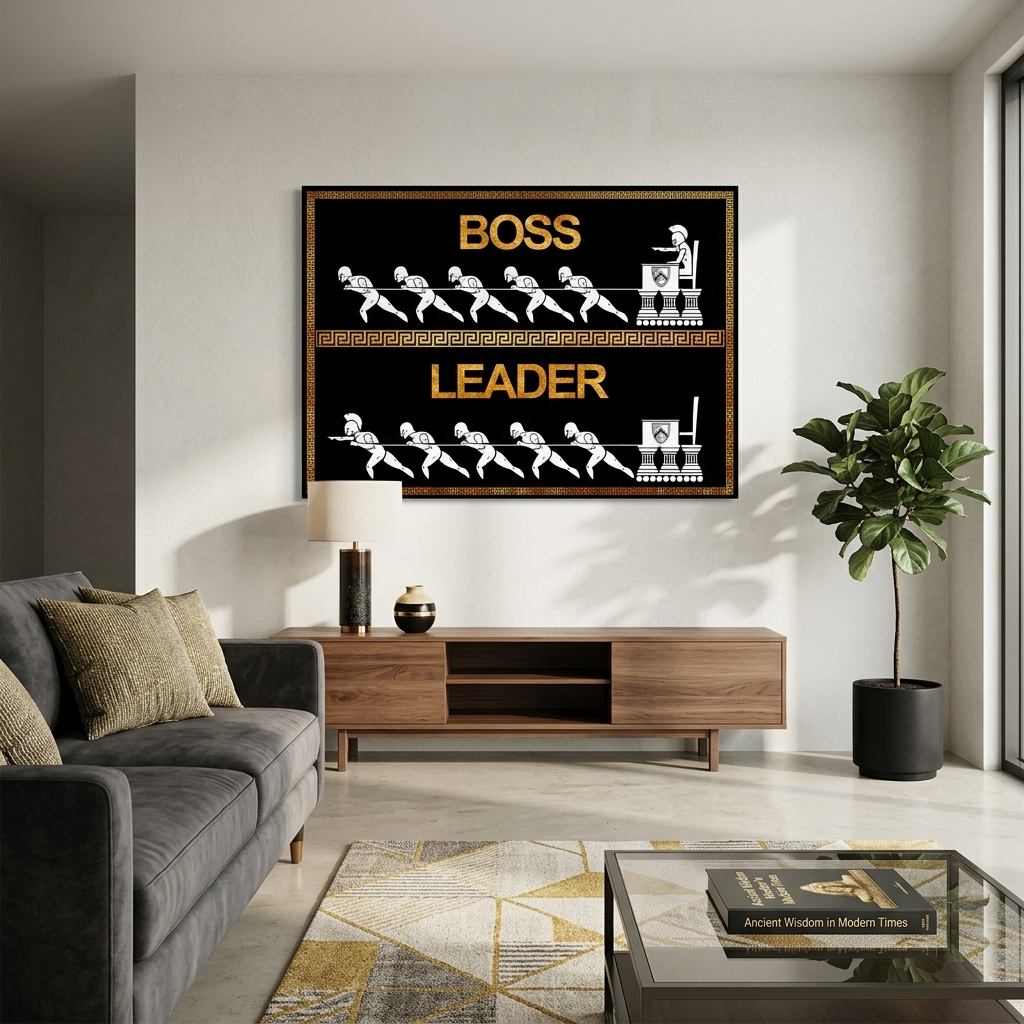 Boss Leader – Motivierender Kunstdruck auf Leinwand, Schwarz und Gold