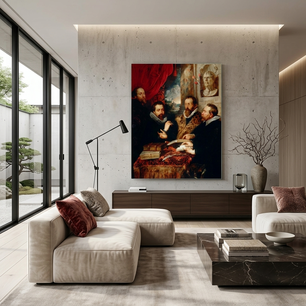 Reproduktion „Die vier Philosophen“ von Rubens, Reproduktion auf Leinwand, Kunstdruck