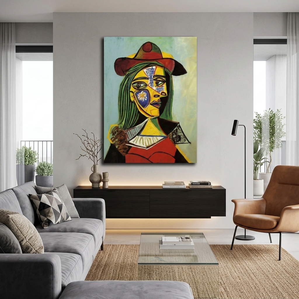 Reproduktion von Femme au chapeau et col en fourrure, Reproduktion auf Leinwand, Kunstdruck