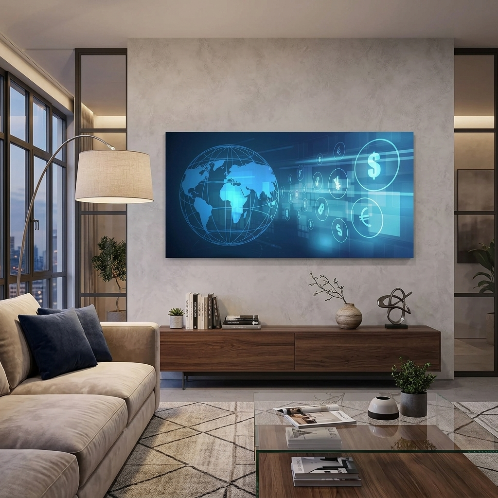 Inspirierender Kunstdruck auf Leinwand „Krypto-Austausch“