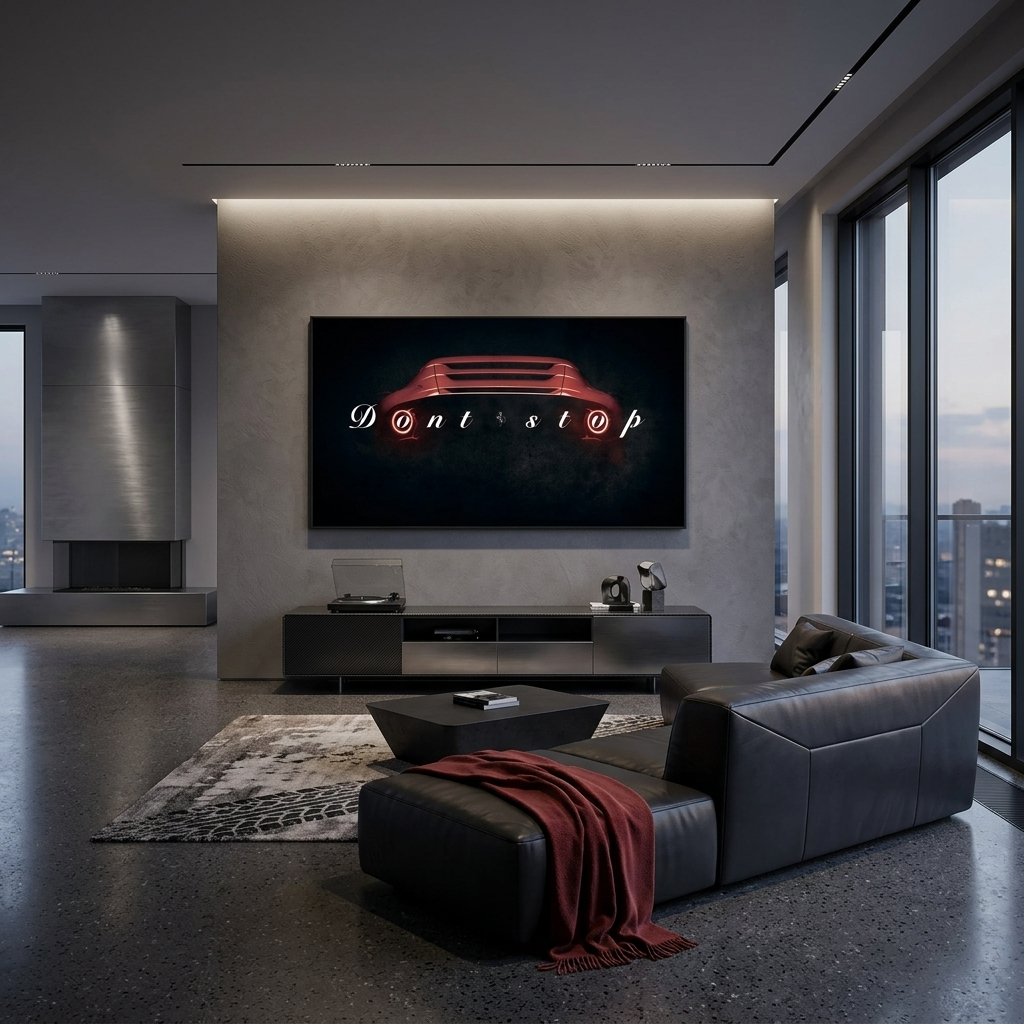 Zur Motivation: „Don't Stop“, Motivierender Leinwand-Kunstdruck von Ferrari Mercedes