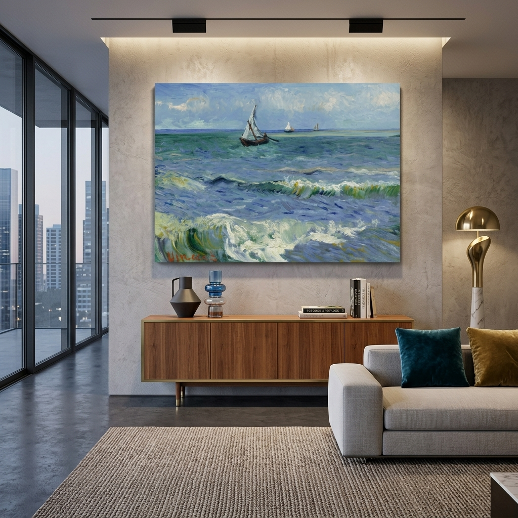 Reproduktion, Meereslandschaft bei St. Mary's, Vincent van Gogh, Reproduktion, Leinwandbild, Wandbild