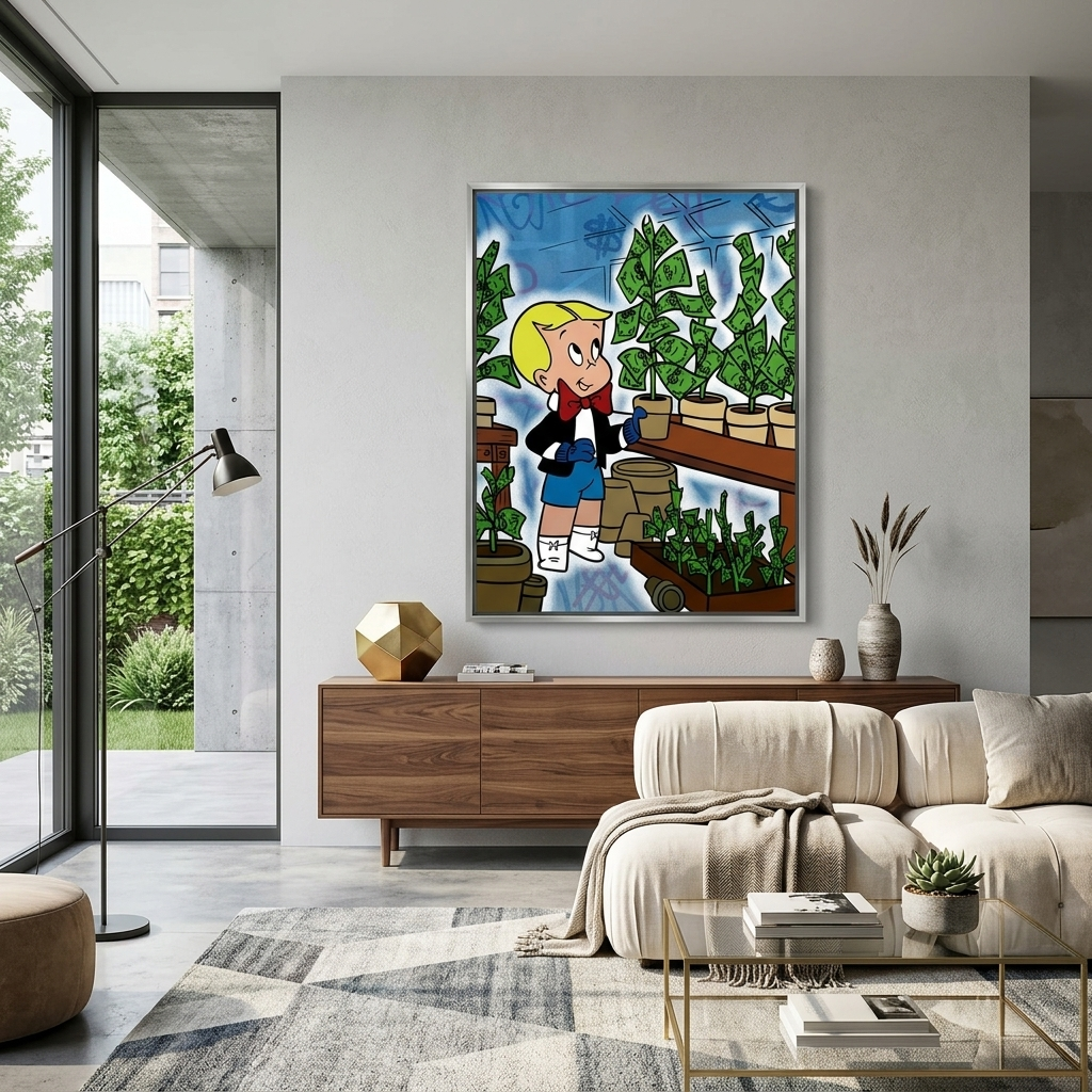 Monopoly Money tree Canvas Wall Art Print