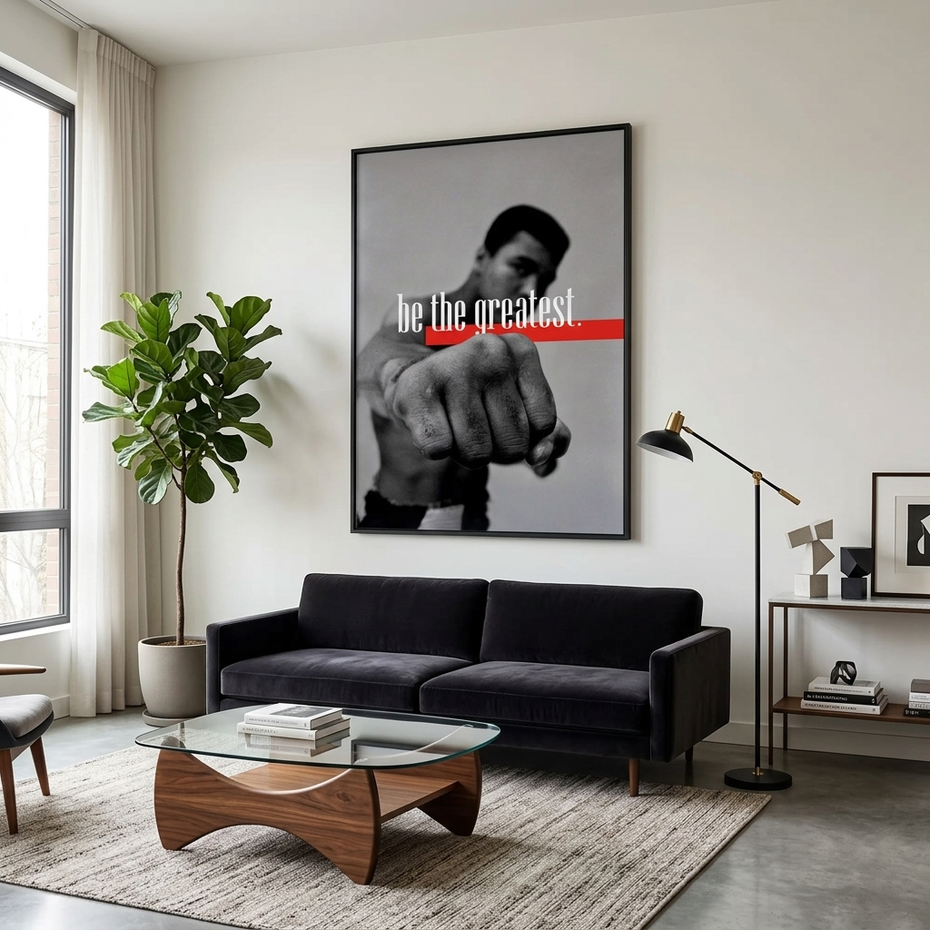 Boxer Muhammad Ali sei der Beste – motivierender Kunstdruck auf Leinwand