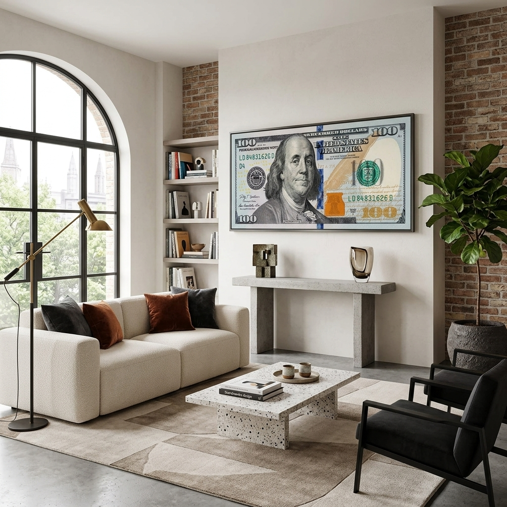 100 Dollar Originalfarbe Inspirierender Kunstdruck auf Leinwand