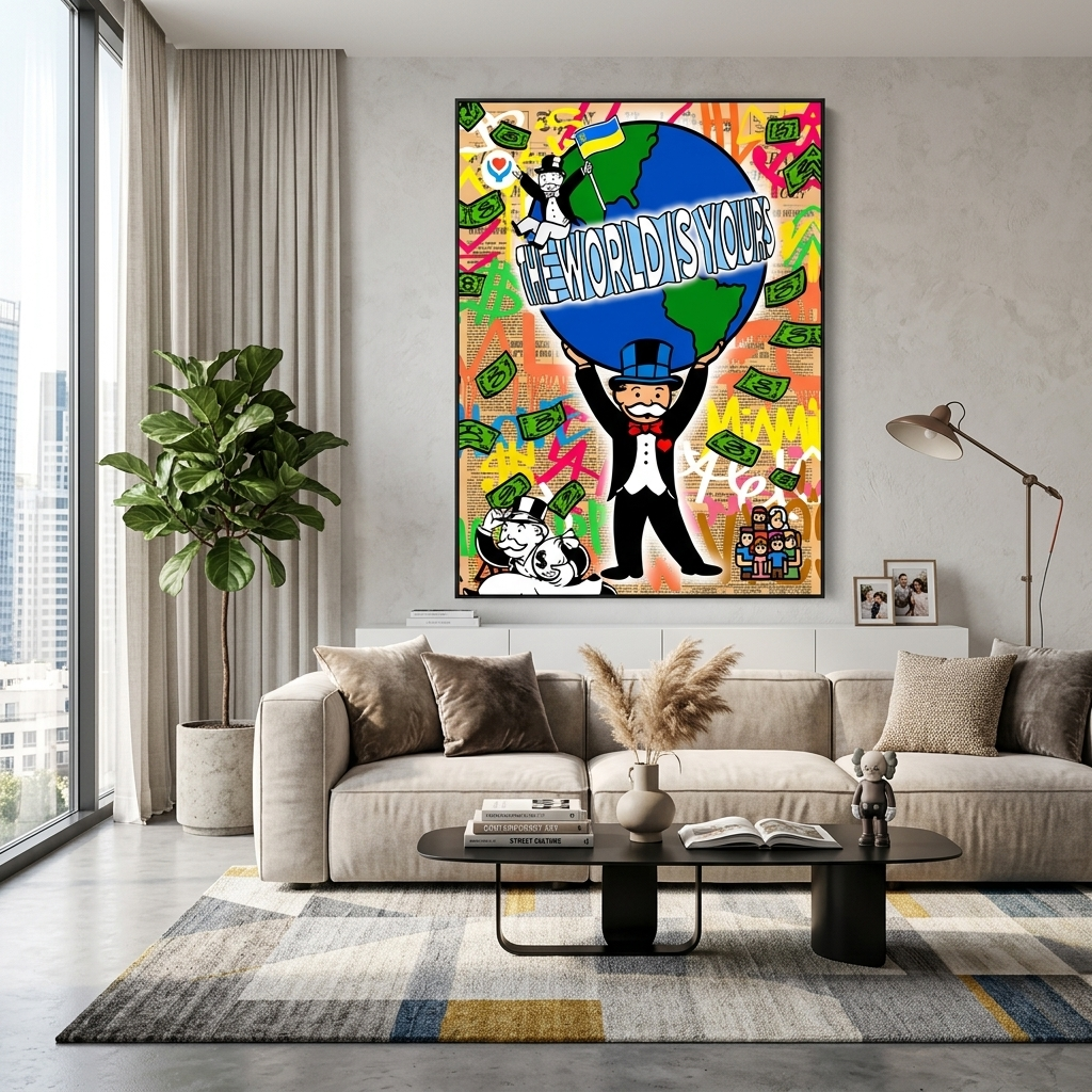 Monopoly – Die Welt gehört dir – Kunstdruck auf Leinwand
