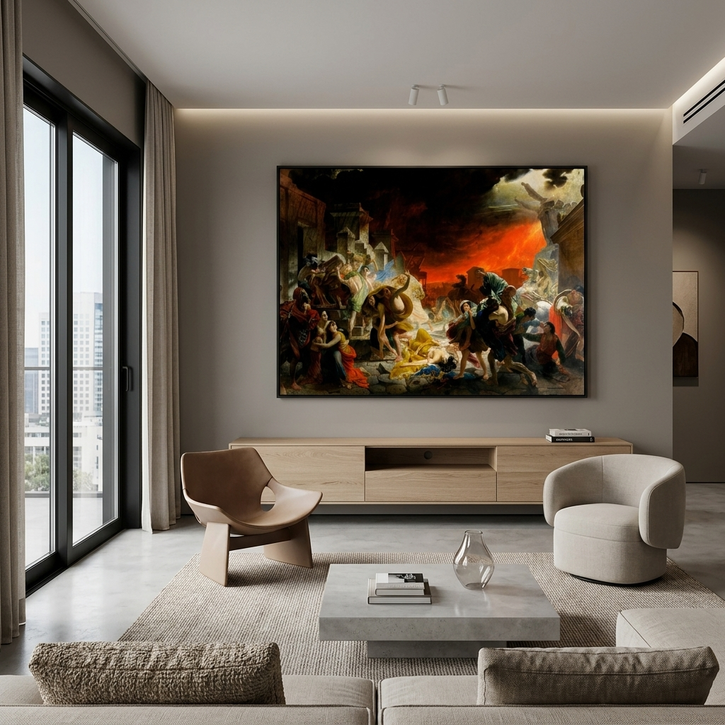 Reproduktion „Der letzte Tag von Pompeji“ von Karl Brullov, Reproduktion auf Leinwand, Kunstdruck
