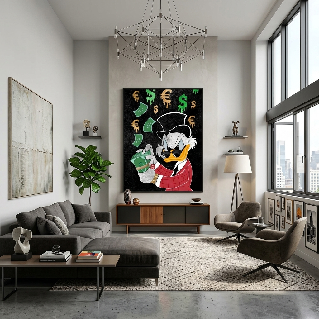 Scrooge Geld Inspirierender Leinwand-Kunstdruck