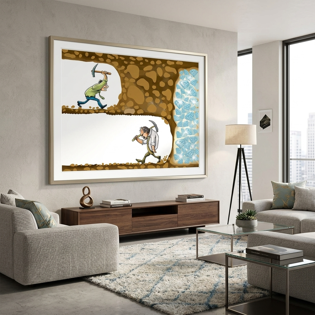 Zwei Bergleute motivierende Leinwand Wand Kunstdruck